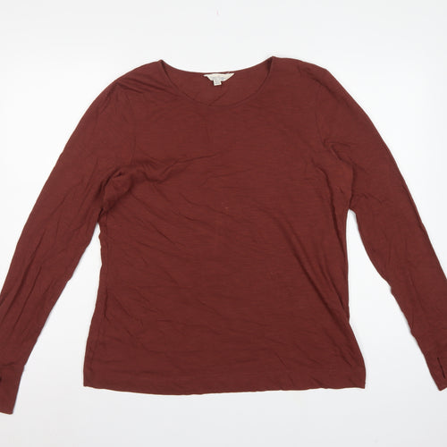 Seasalt Cornwall Women Brown UK 14 Basic Organic Cotton Scoop Neck Top