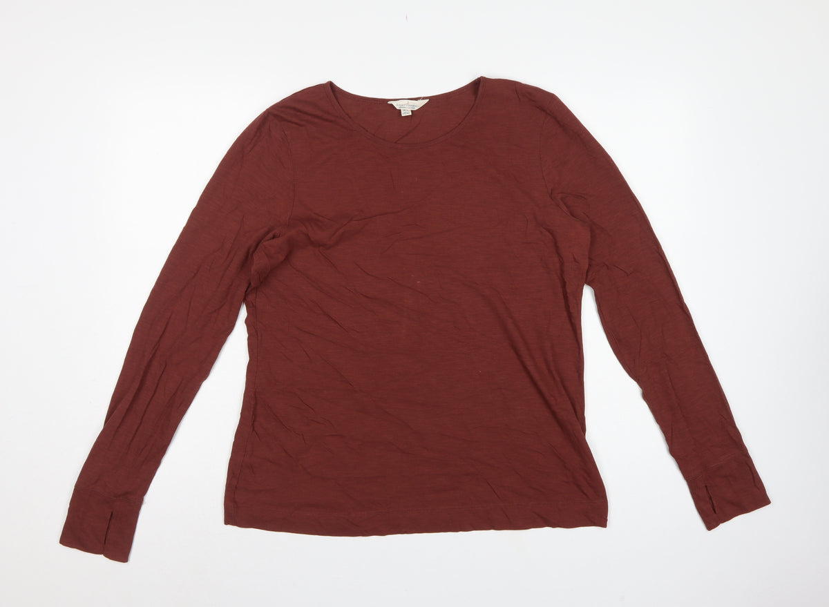 Seasalt Cornwall Women Brown UK 14 Basic Organic Cotton Scoop Neck Top
