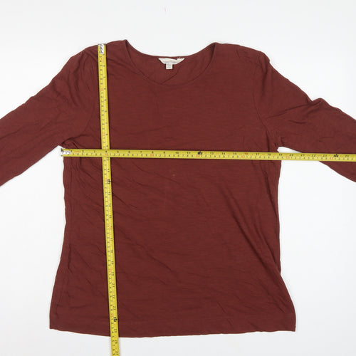 Seasalt Cornwall Women Brown UK 14 Basic Organic Cotton Scoop Neck Top