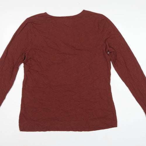 Seasalt Cornwall Women Brown UK 14 Basic Organic Cotton Scoop Neck Top