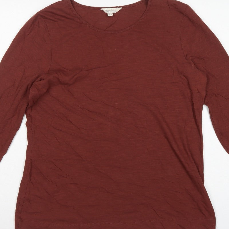 Seasalt Cornwall Women Brown UK 14 Basic Organic Cotton Scoop Neck Top