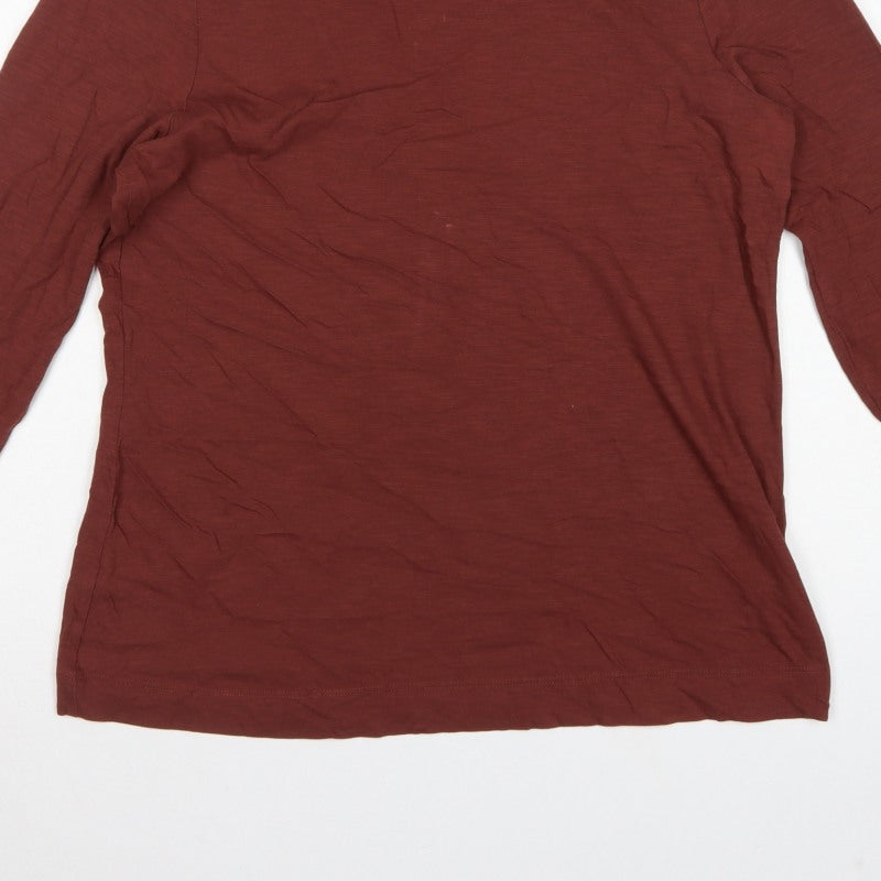 Seasalt Cornwall Women Brown UK 14 Basic Organic Cotton Scoop Neck Top