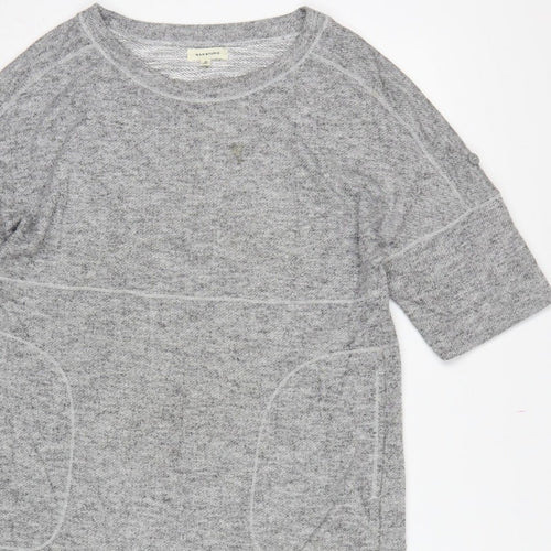 Max Studio Women Grey M Basic Short Sleeve Raglan Pocket T-Shirt