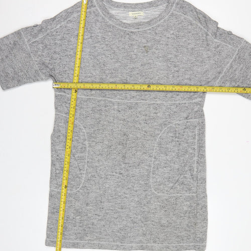 Max Studio Women Grey M Basic Short Sleeve Raglan Pocket T-Shirt