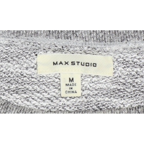 Max Studio Women Grey M Basic Short Sleeve Raglan Pocket T-Shirt
