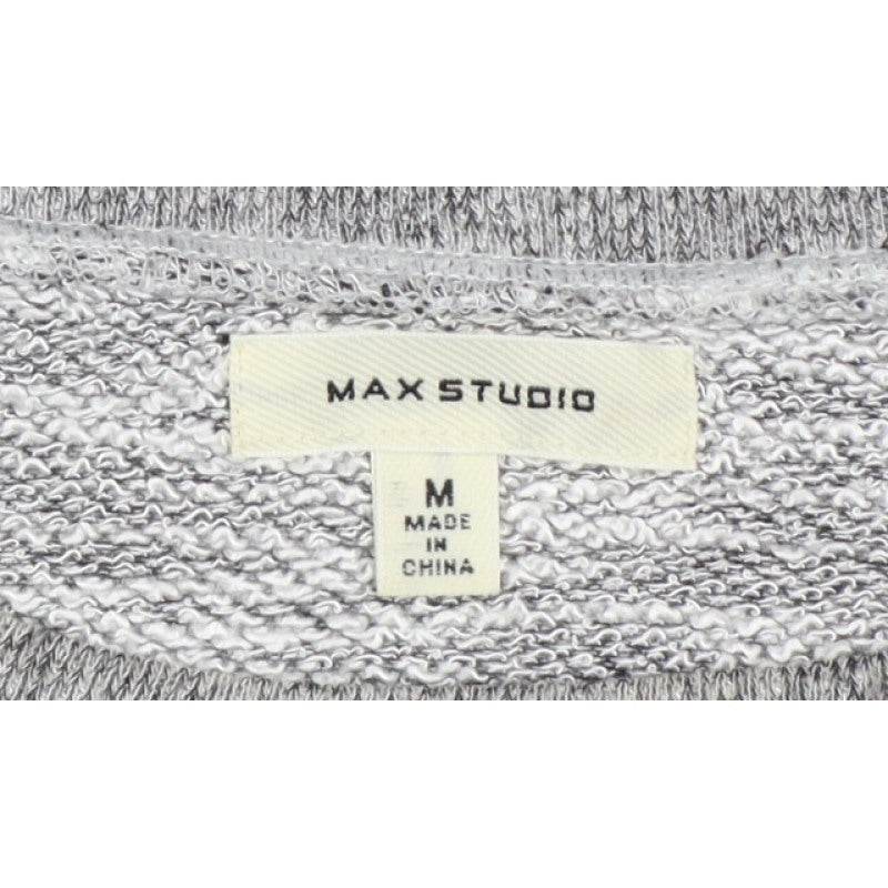 Max Studio Women Grey M Basic Short Sleeve Raglan Pocket T-Shirt