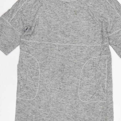 Max Studio Women Grey M Basic Short Sleeve Raglan Pocket T-Shirt