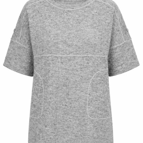 Max Studio Women Grey M Basic Short Sleeve Raglan Pocket T-Shirt