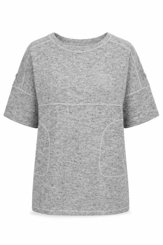 Max Studio Women Grey M Basic Short Sleeve Raglan Pocket T-Shirt