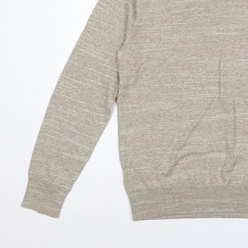 Next Supply Men’s Beige Marl Logo Crew Neck Knit Jumper Size M