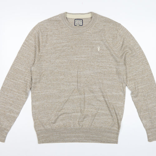 Next Supply Men’s Beige Marl Logo Crew Neck Knit Jumper Size M