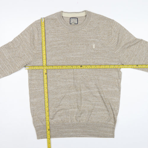 Next Supply Men’s Beige Marl Logo Crew Neck Knit Jumper Size M