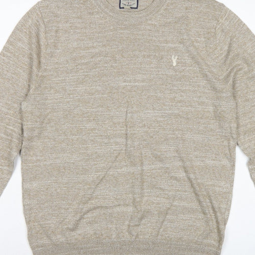 Next Supply Men’s Beige Marl Logo Crew Neck Knit Jumper Size M