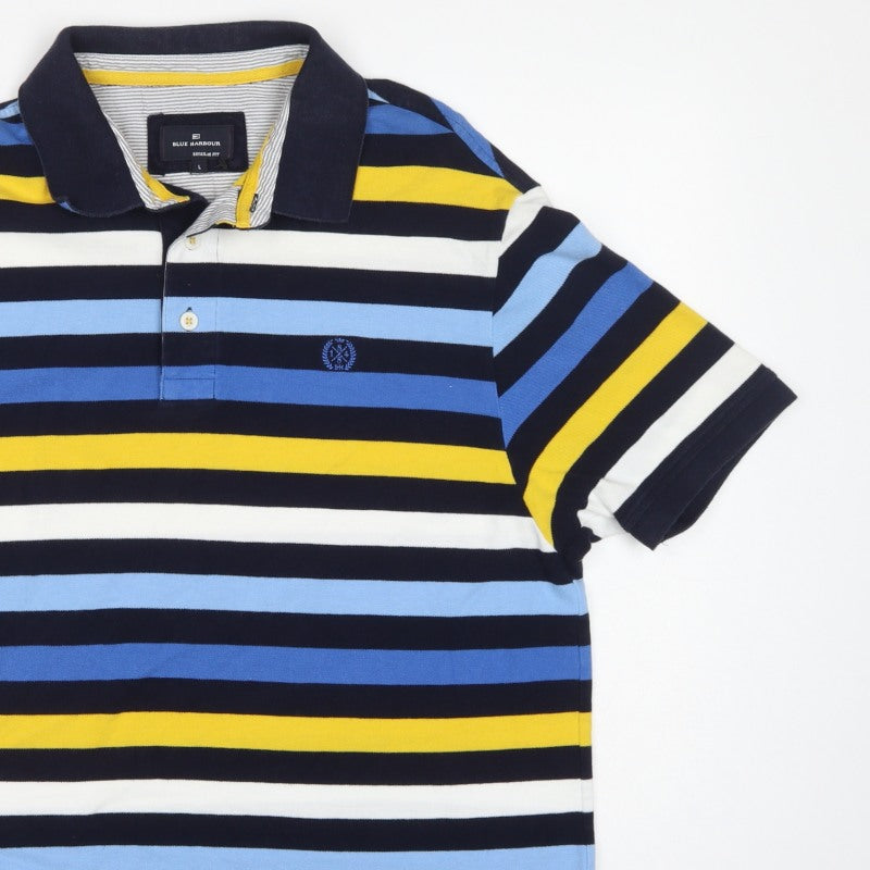 Marks and Spencer Men’s Multicoloured Striped Polo Shirt L Regular Fit