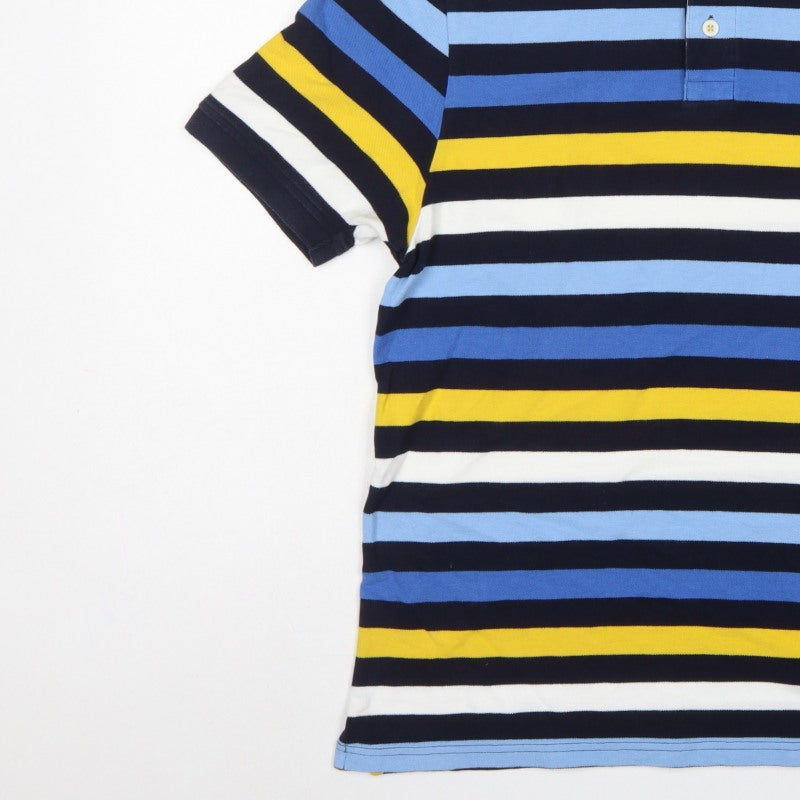Marks and Spencer Men’s Multicoloured Striped Polo Shirt L Regular Fit