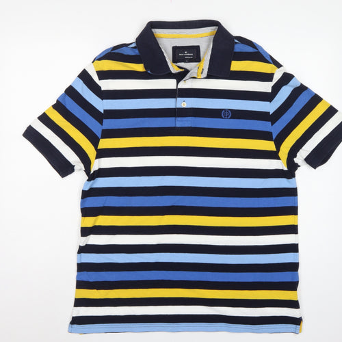 Marks and Spencer Men’s Multicoloured Striped Polo Shirt L Regular Fit