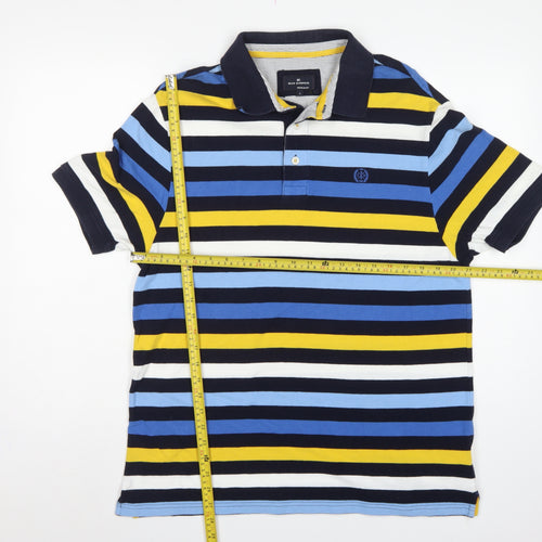 Marks and Spencer Men’s Multicoloured Striped Polo Shirt L Regular Fit