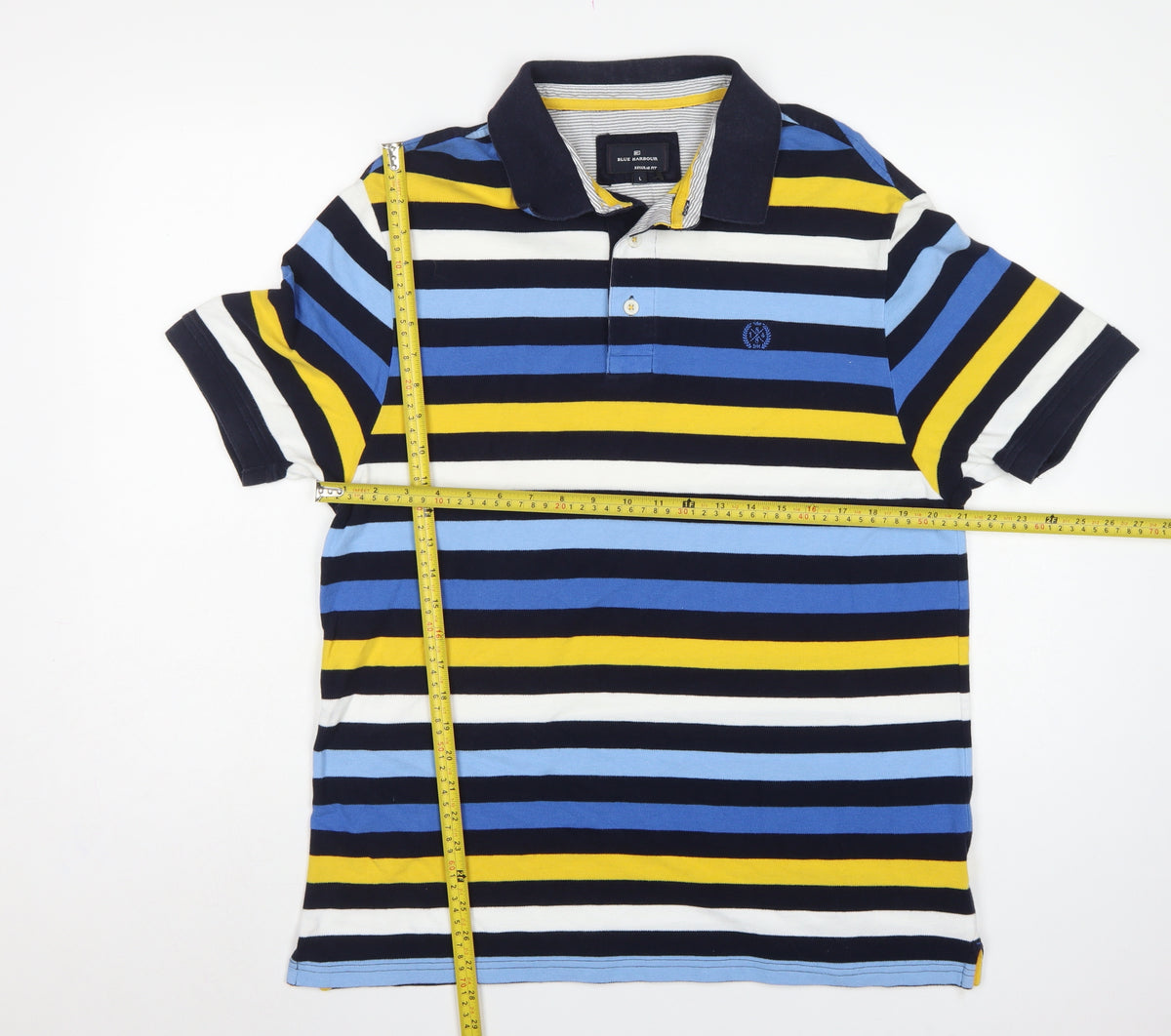 Marks and Spencer Men’s Multicoloured Striped Polo Shirt L Regular Fit