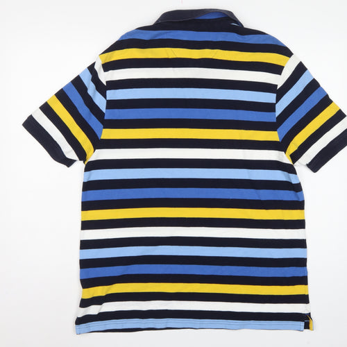 Marks and Spencer Men’s Multicoloured Striped Polo Shirt L Regular Fit
