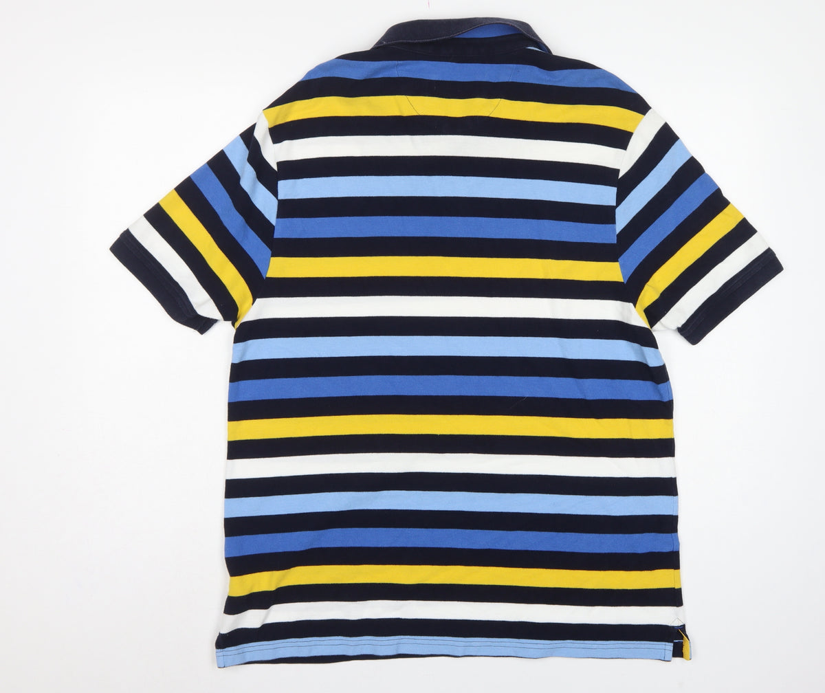 Marks and Spencer Men’s Multicoloured Striped Polo Shirt L Regular Fit