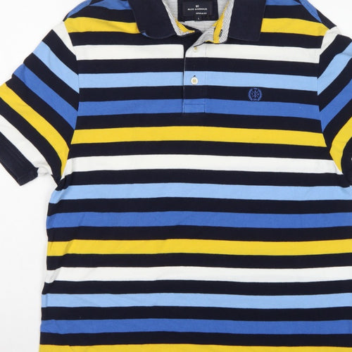 Marks and Spencer Men’s Multicoloured Striped Polo Shirt L Regular Fit