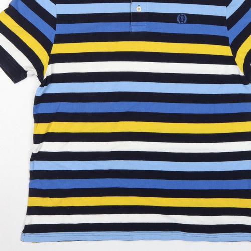Marks and Spencer Men’s Multicoloured Striped Polo Shirt L Regular Fit