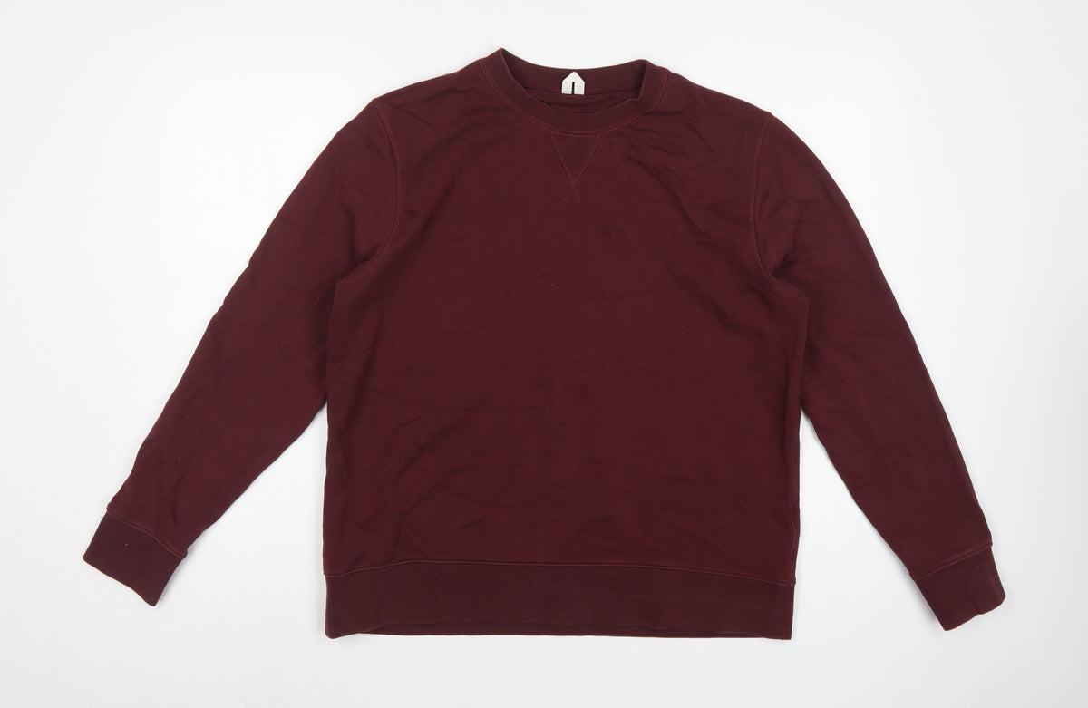 Back view of ARKET unisex adults red crew neck raglan pullover sweatshirt m