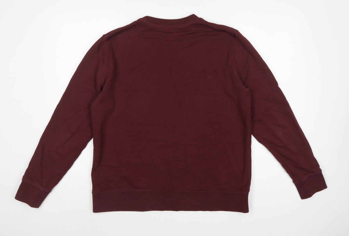 Brand and care label for ARKET unisex adults red crew neck raglan pullover sweatshirt m
