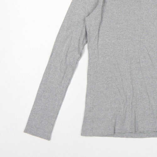 Racing Green Women's Grey Size 10 Basic V-Neck Long Sleeve Cotton T-Shirt
