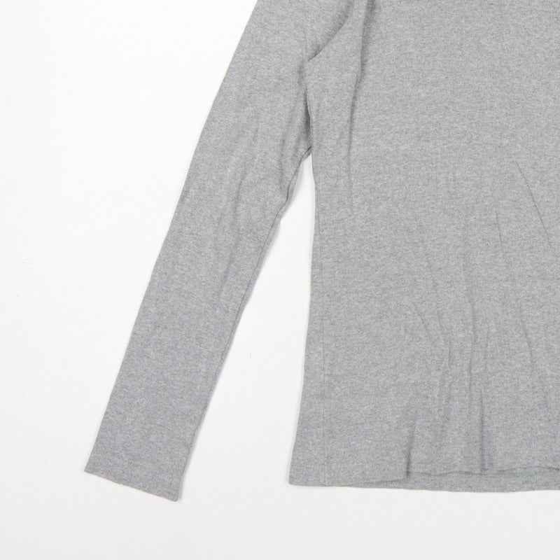 Racing Green Women's Grey Size 10 Basic V-Neck Long Sleeve Cotton T-Shirt