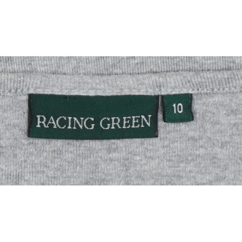 Racing Green Women's Grey Size 10 Basic V-Neck Long Sleeve Cotton T-Shirt