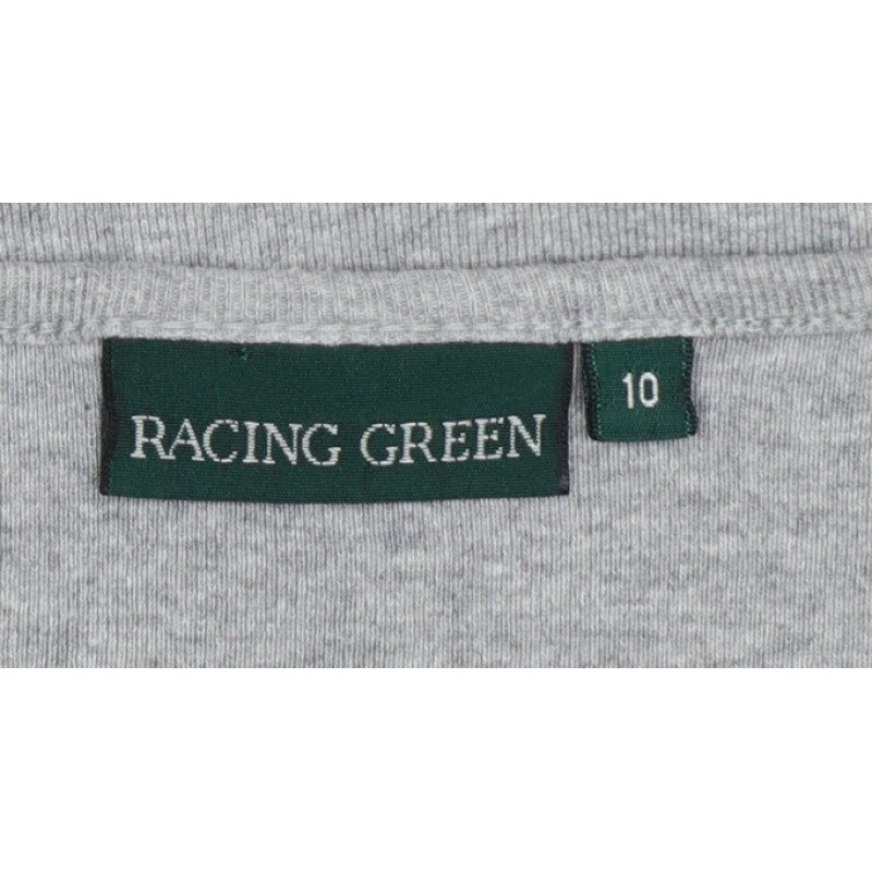 Racing Green Women's Grey Size 10 Basic V-Neck Long Sleeve Cotton T-Shirt