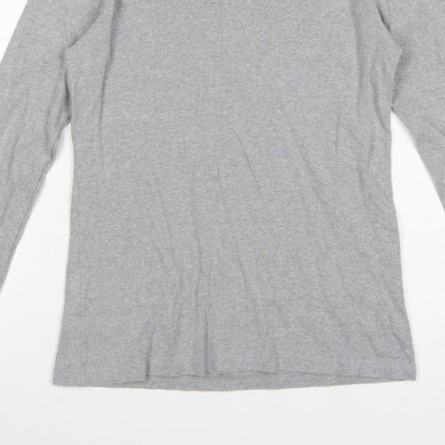 Racing Green Women's Grey Size 10 Basic V-Neck Long Sleeve Cotton T-Shirt