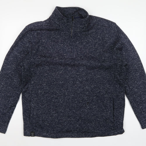 Dissident Men’s Blue XL 1/4 Zip High Neck Pullover Sweatshirt Pockets