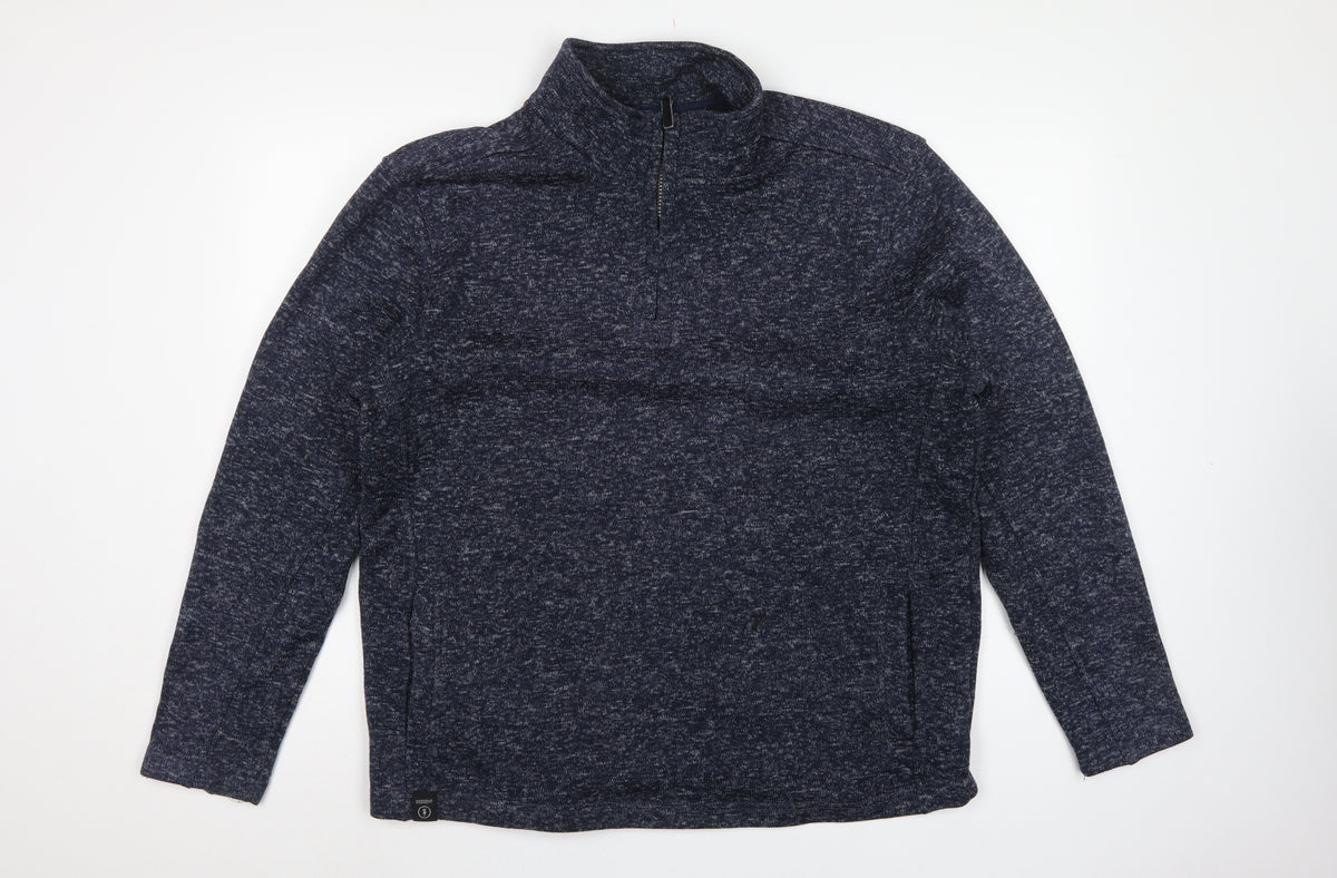 Dissident Men’s Blue XL 1/4 Zip High Neck Pullover Sweatshirt Pockets