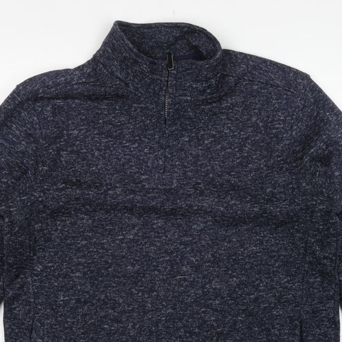 Dissident Men’s Blue XL 1/4 Zip High Neck Pullover Sweatshirt Pockets