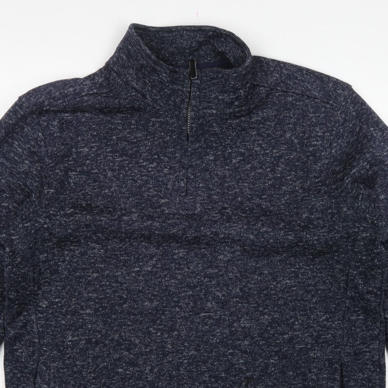 Dissident Men’s Blue XL 1/4 Zip High Neck Pullover Sweatshirt Pockets
