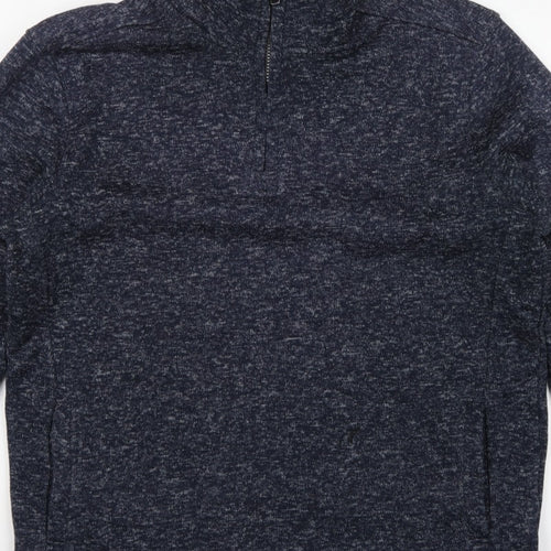 Dissident Men’s Blue XL 1/4 Zip High Neck Pullover Sweatshirt Pockets