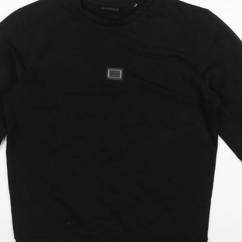 Rare Rabbit Women’s Black S Pullover Crew Neck Logo Sweatshirt
