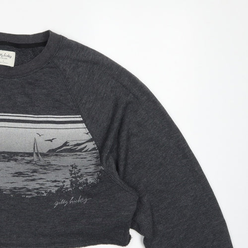 Gilly Hicks Women’s Grey S Cropped Crew Neck Beach Graphic Sweatshirt