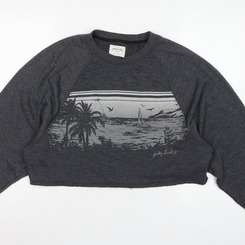 Gilly Hicks Women’s Grey S Cropped Crew Neck Beach Graphic Sweatshirt