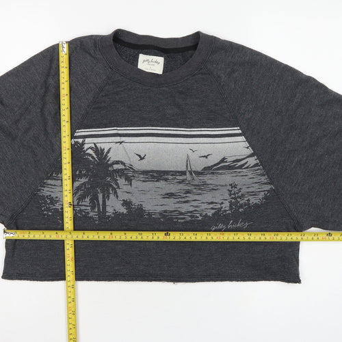 Gilly Hicks Women’s Grey S Cropped Crew Neck Beach Graphic Sweatshirt