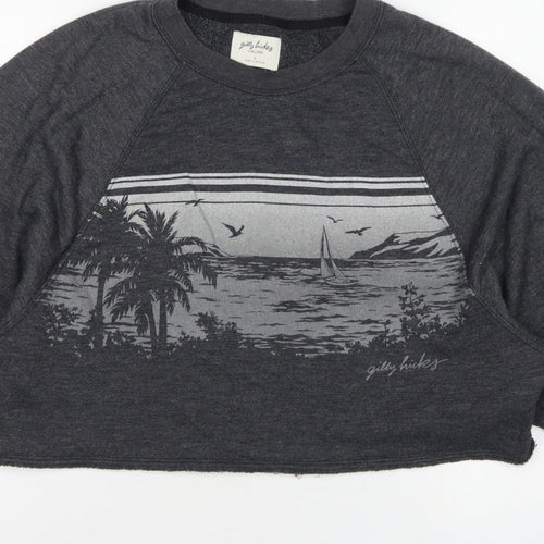 Gilly Hicks Women’s Grey S Cropped Crew Neck Beach Graphic Sweatshirt
