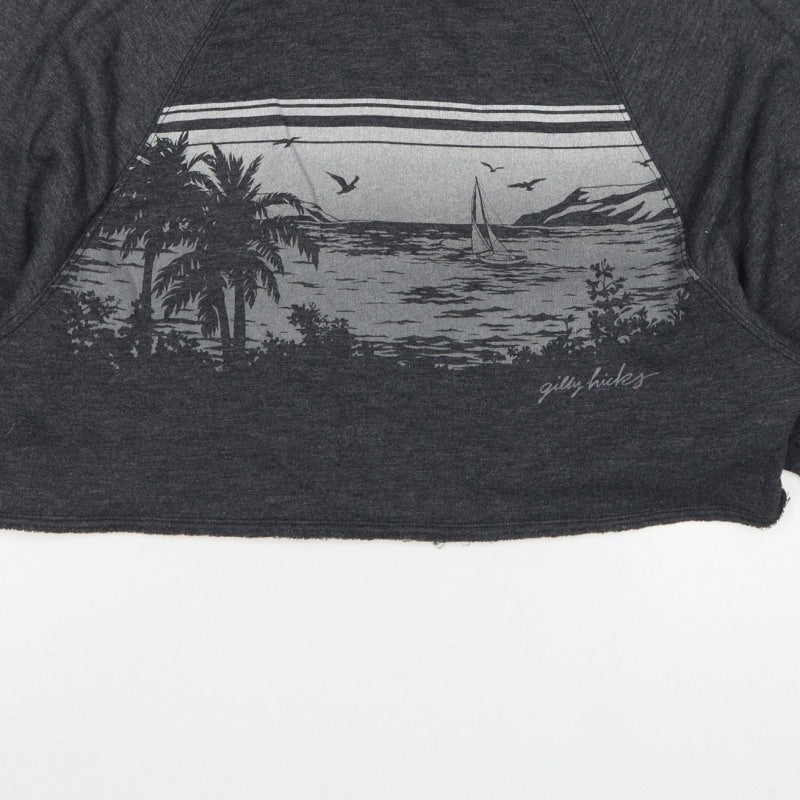 Gilly Hicks Women’s Grey S Cropped Crew Neck Beach Graphic Sweatshirt