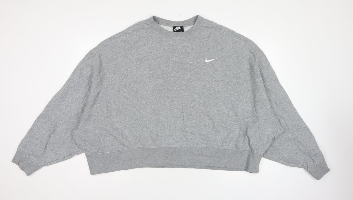 Back view of Nike Women’s Grey 2XL Pullover Crew Neck Logo Sweatshirt