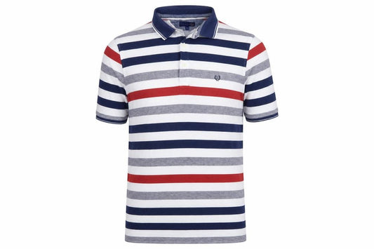 Lincoln Men's Multicoloured Striped Cotton Polo Shirt L Short Sleeve