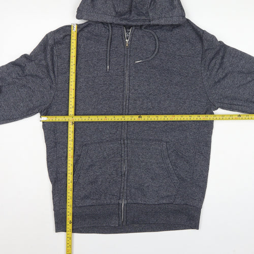 George Men's Blue S Full Zip Hooded Fleece Hoodie Drawstring Pockets