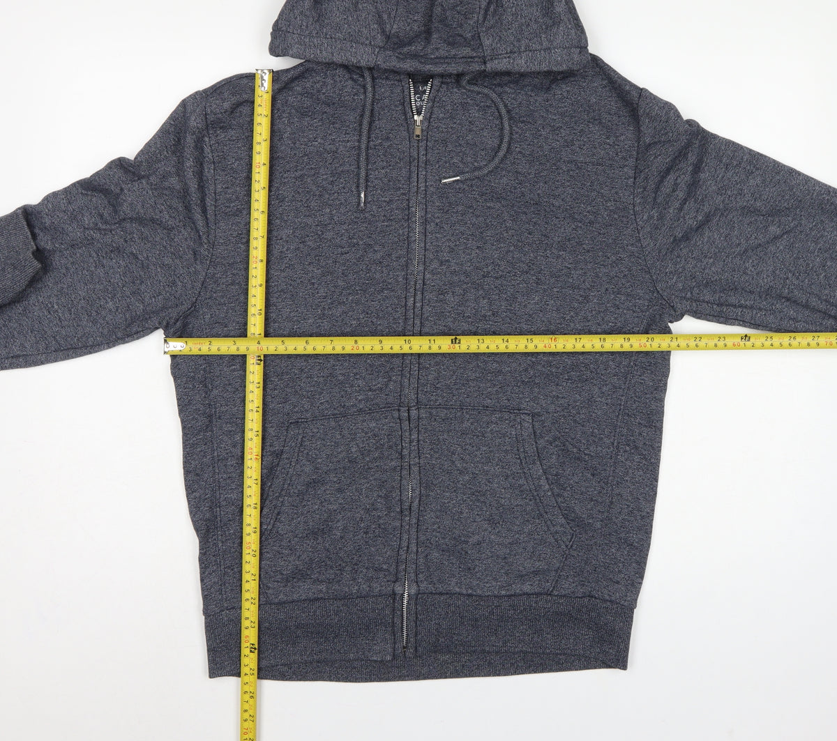 George Men's Blue S Full Zip Hooded Fleece Hoodie Drawstring Pockets