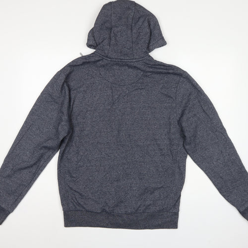 George Men's Blue S Full Zip Hooded Fleece Hoodie Drawstring Pockets