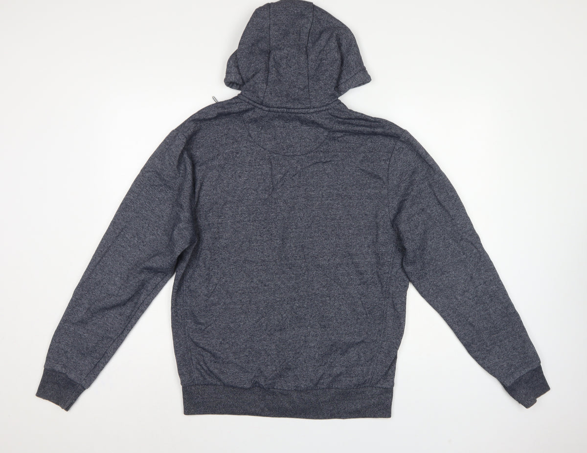 George Men's Blue S Full Zip Hooded Fleece Hoodie Drawstring Pockets